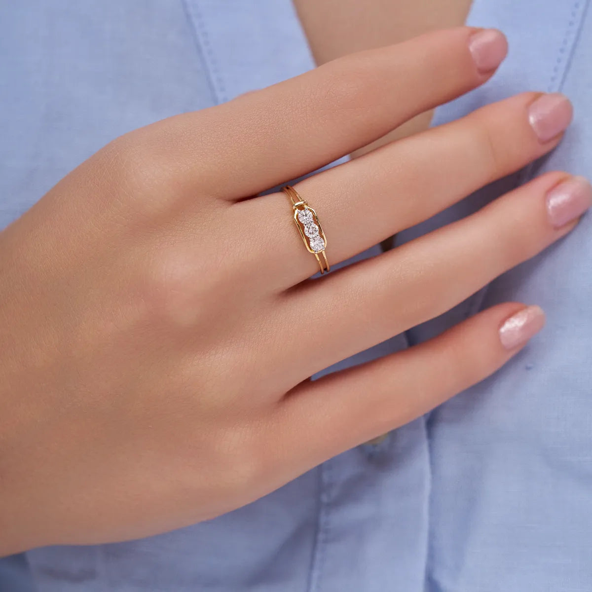 Three Diamond Bar Ring