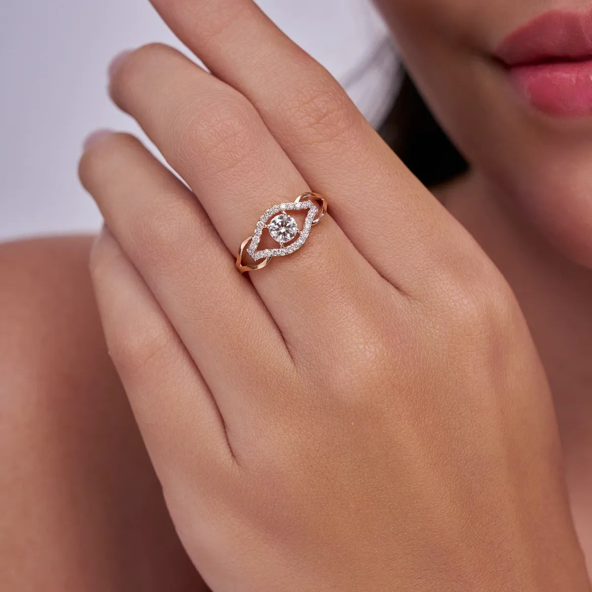 Celeste Spark Halo Solitaire Ring