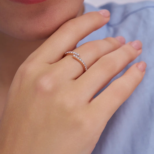 Double Row Diamond Band Ring in Rose Gold