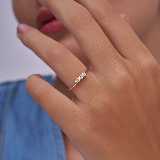 Three-Diamond Stepped Bracket Trilogy Ring