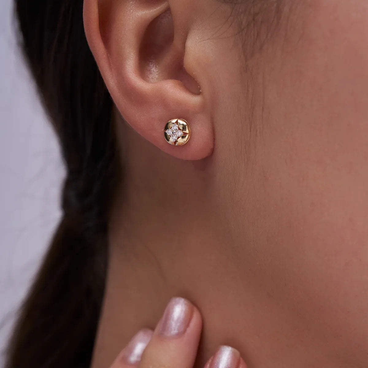 Compass Star Disc Studs