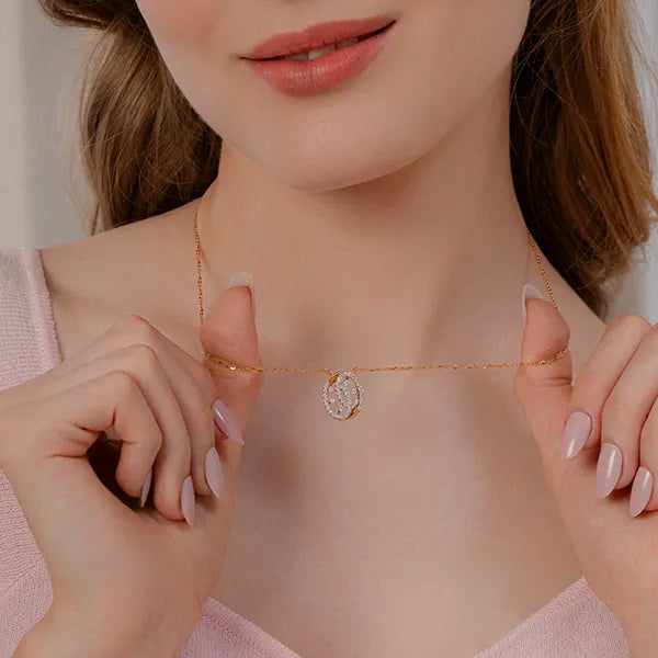 Modern Circle Pendant with Lab Grown Diamonds