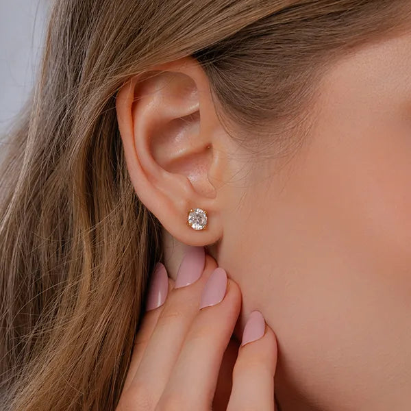 Minimal Solitaire Lab Grown Diamond Stud Earrings