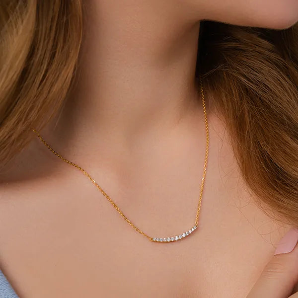 Dainty Lab Grown Diamond Bar Necklace