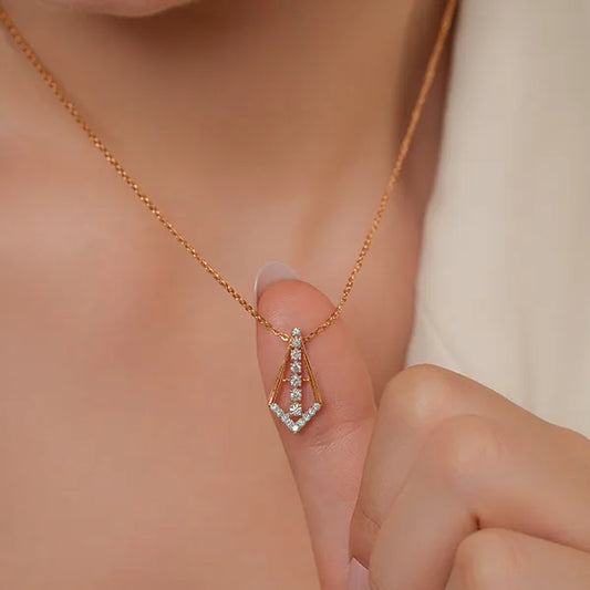 Modern V Shape Lab Grown Diamond Necklace