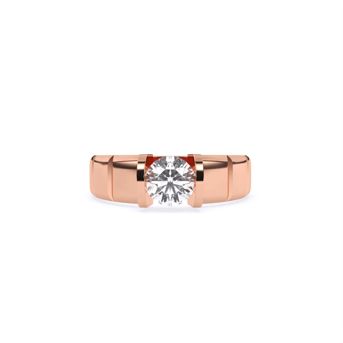 Stylist Single Stone With Polished Line Men’s Ring