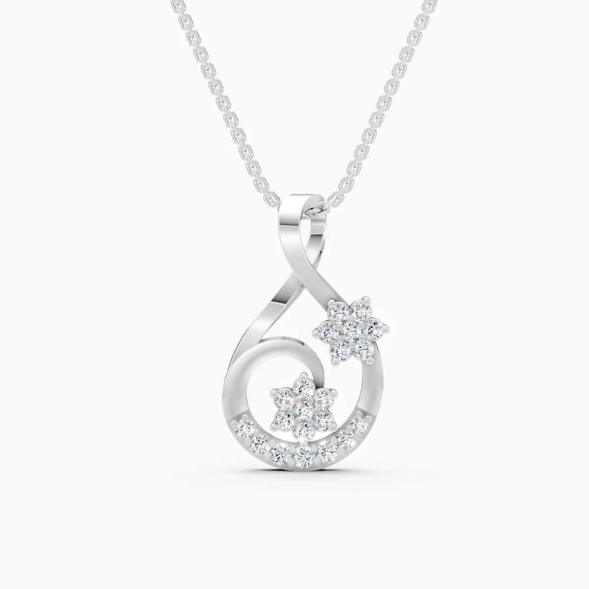 Twin Floral With Twist Loop Pendant