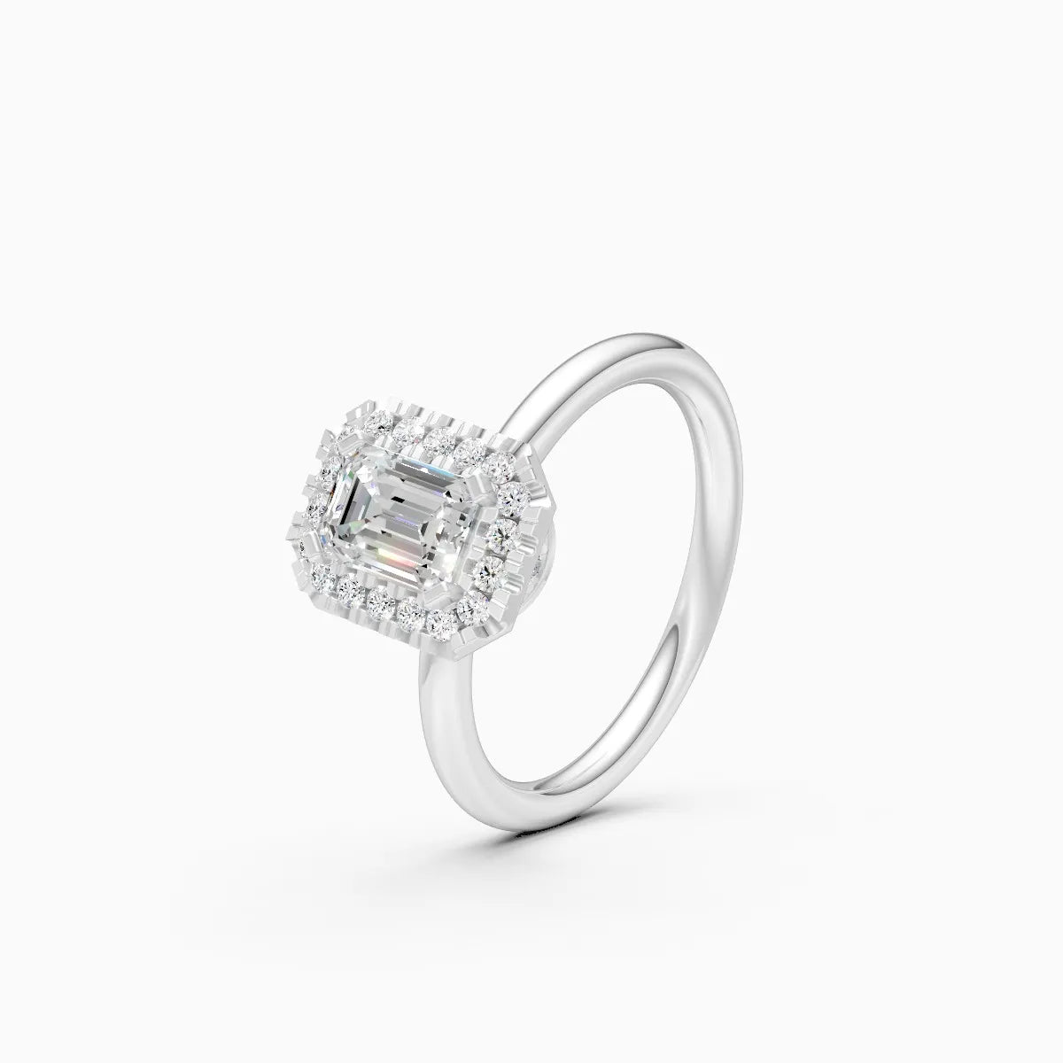 Emerald Cut Diamond Halo Engagement Ring