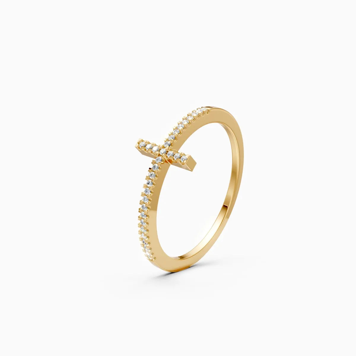Sideways Cross Micro-Pavé Band Ring