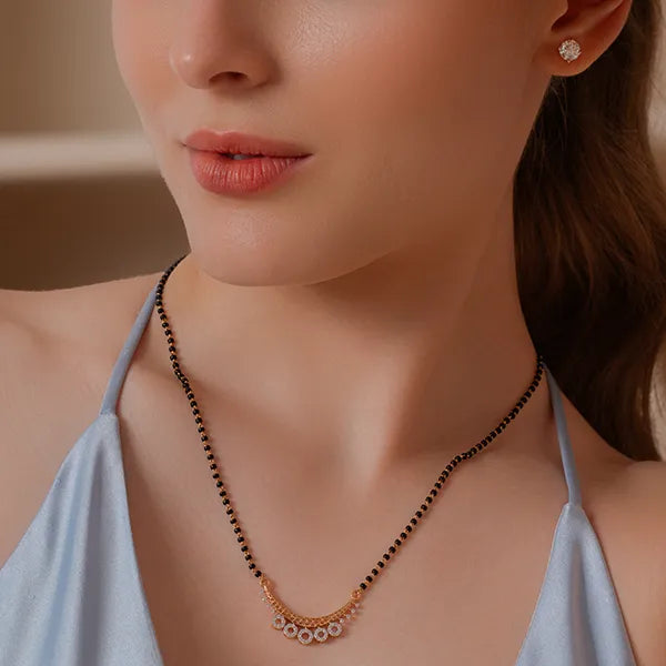 Gold Mangalsutra with Five Dazzling Circular Charms