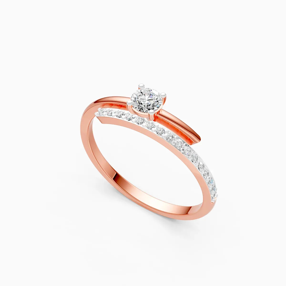 Sweeping Curve Solitaire Ring