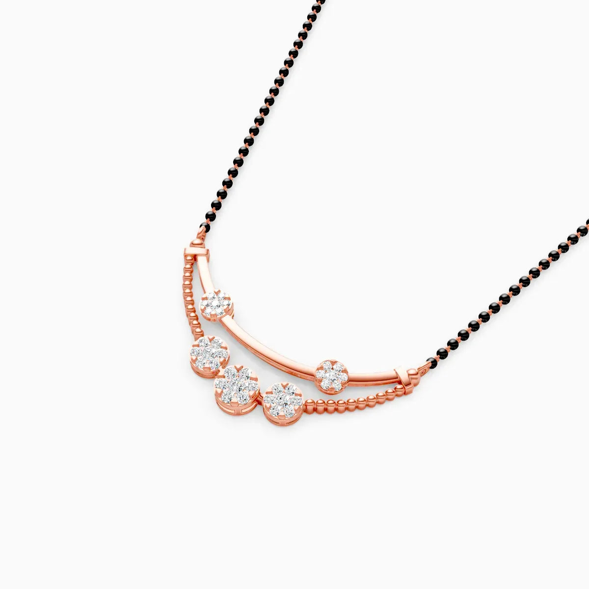 Elegant Lab Grown Diamond Mangalsutra with Black Beads