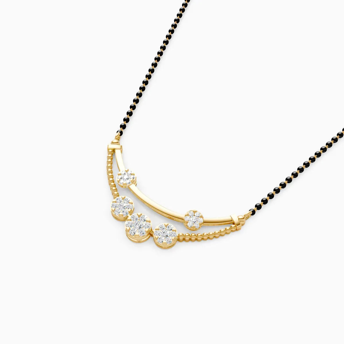 Elegant Lab Grown Diamond Mangalsutra with Black Beads