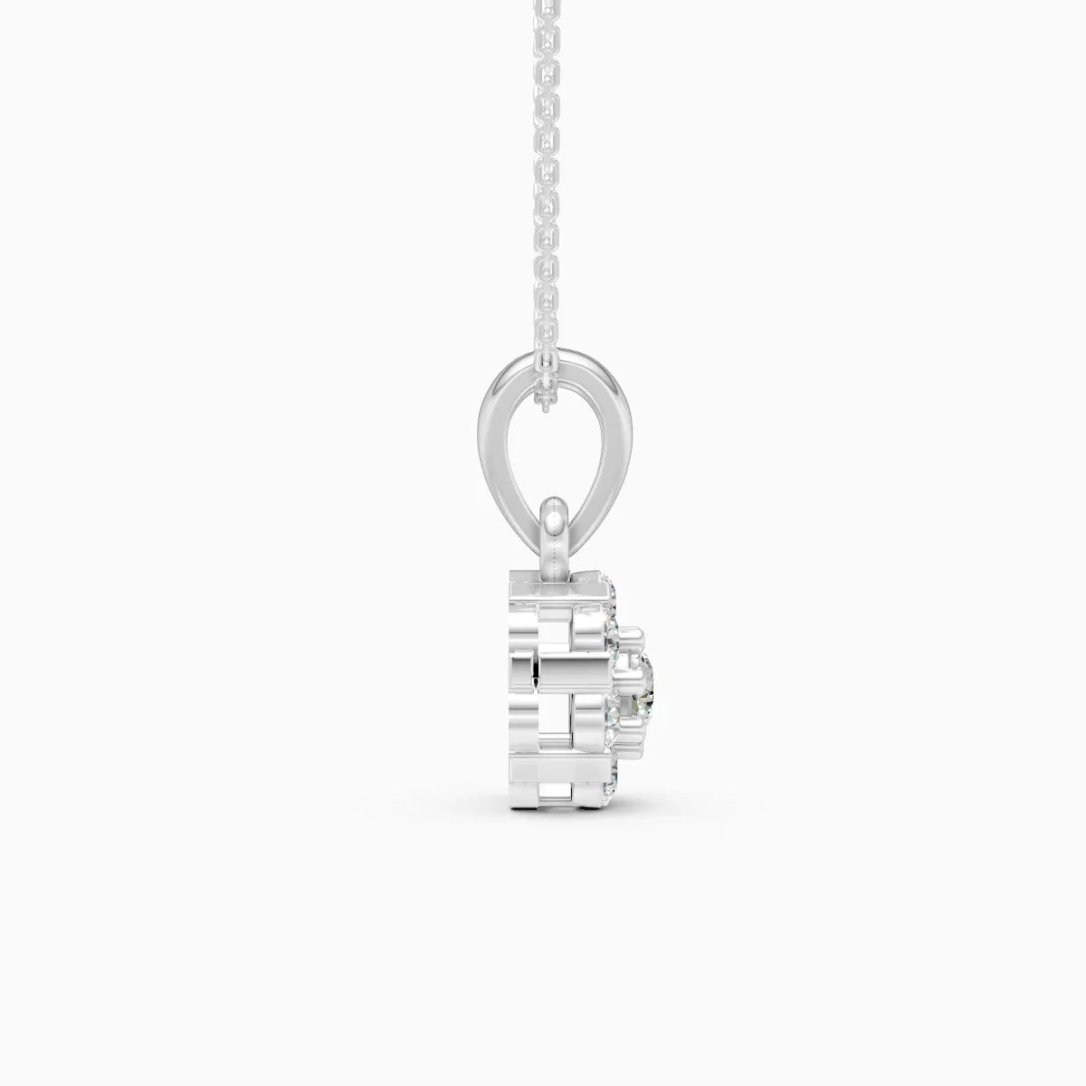 Cluster Flower Round Diamond Charm Pendant