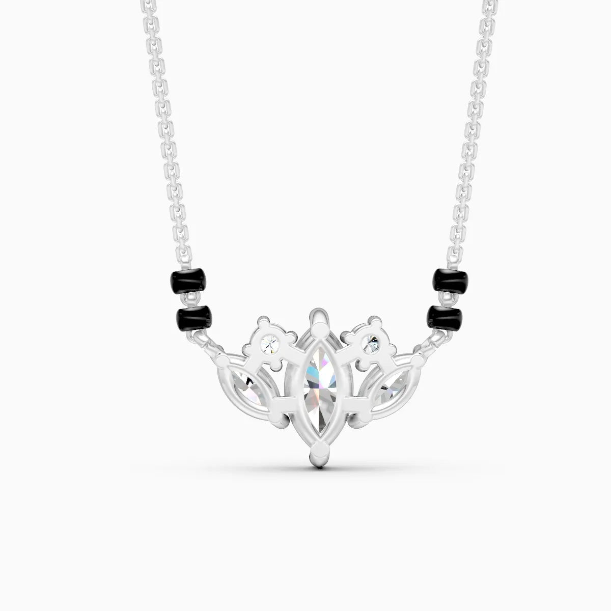 Delicate Leaf Shape Diamond Pendant Mangalsutra