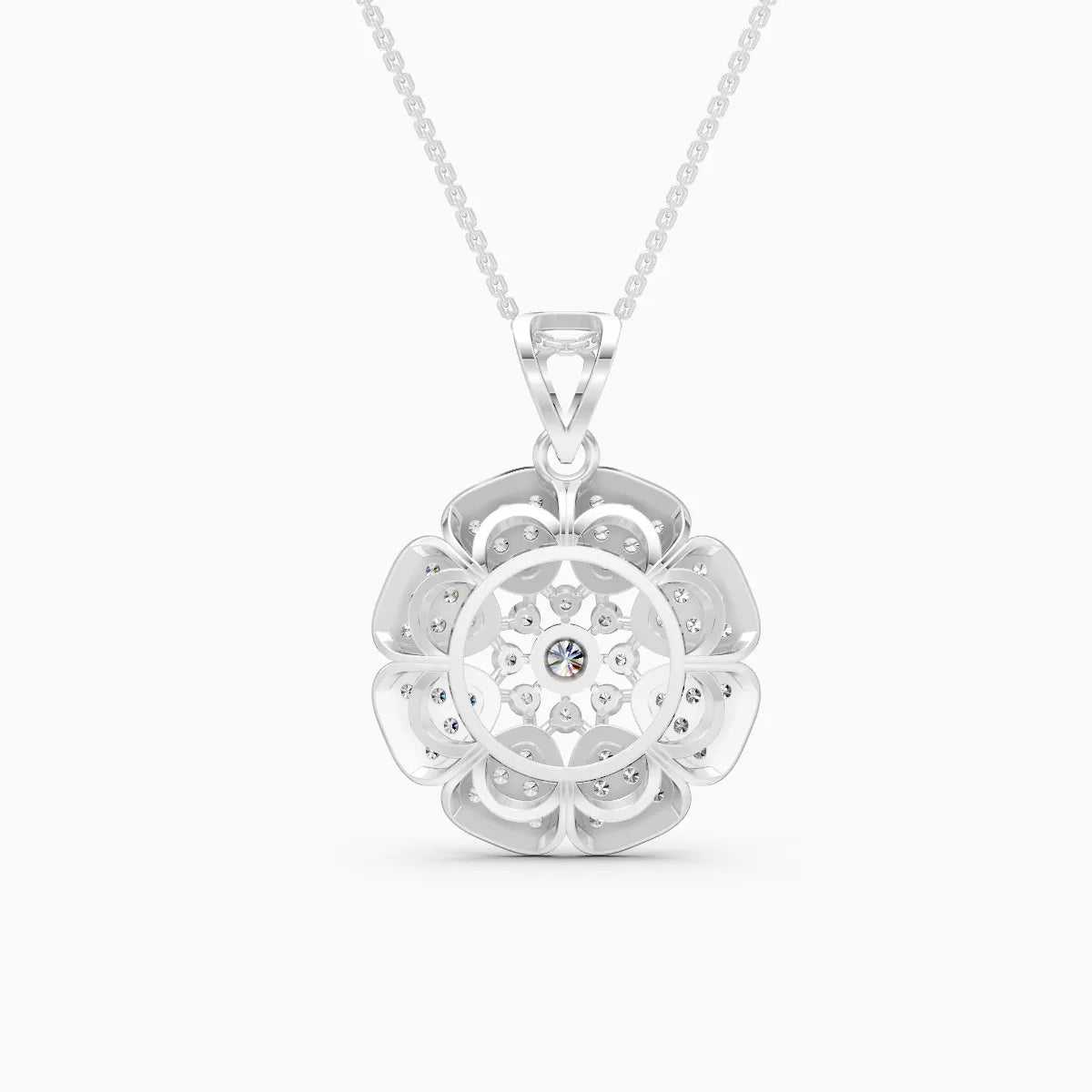 Round Floral Lab Grown Diamond Pendant