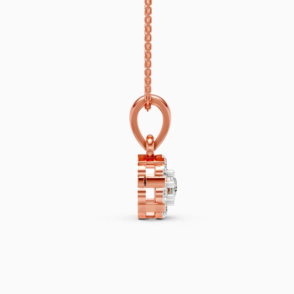 Cluster Flower Round Diamond Charm Pendant