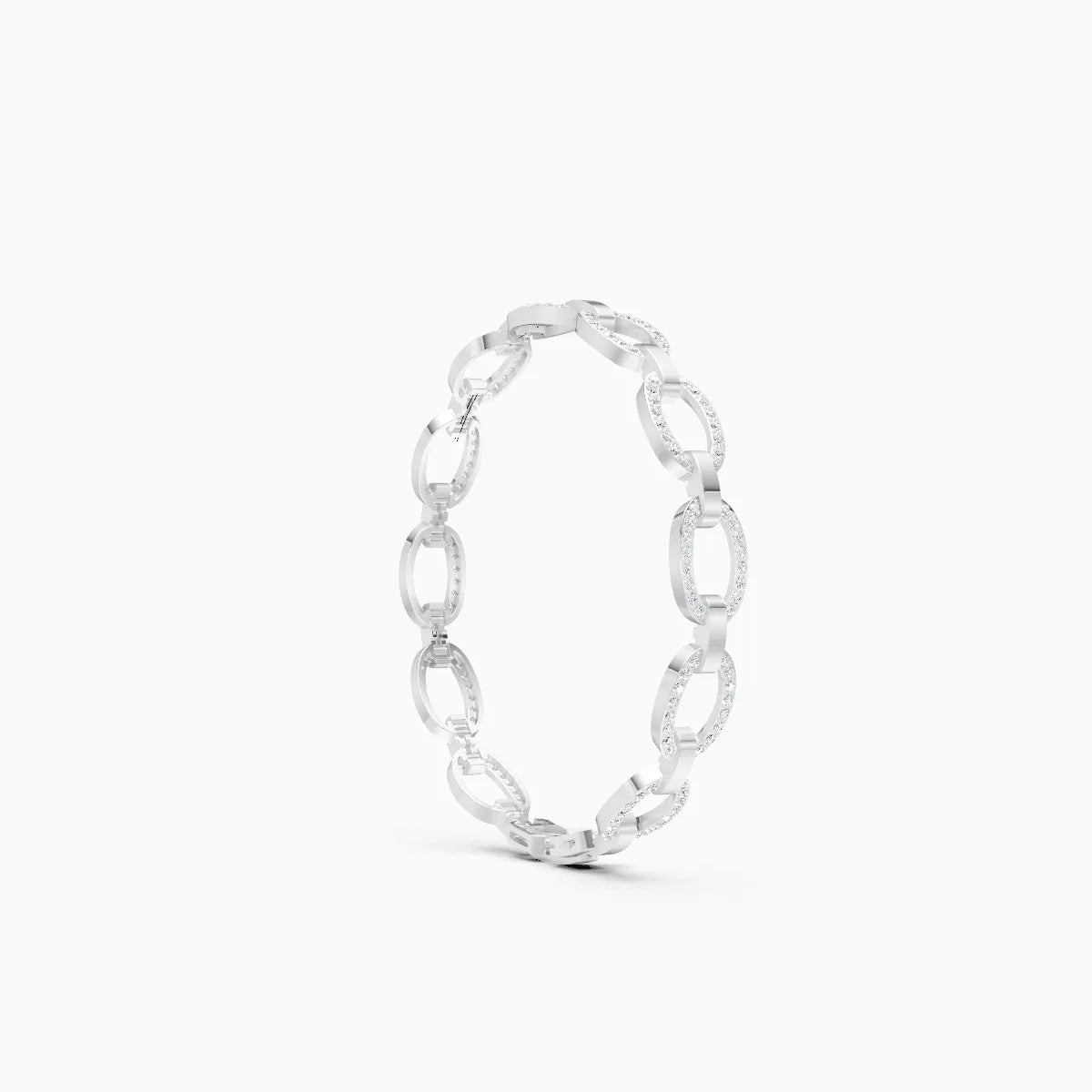 Oval Link Chain Diamond Bracelet
