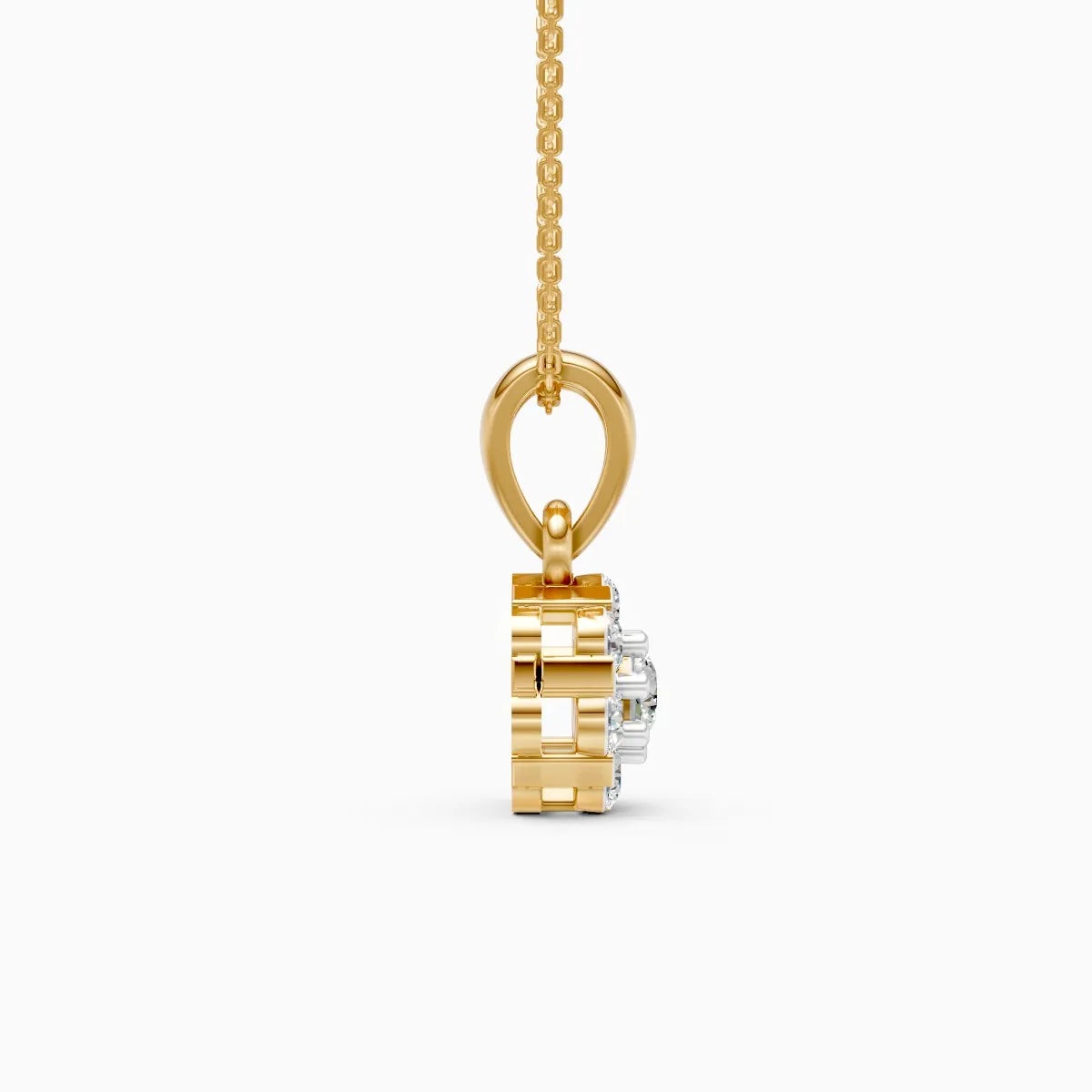 Cluster Flower Round Diamond Charm Pendant