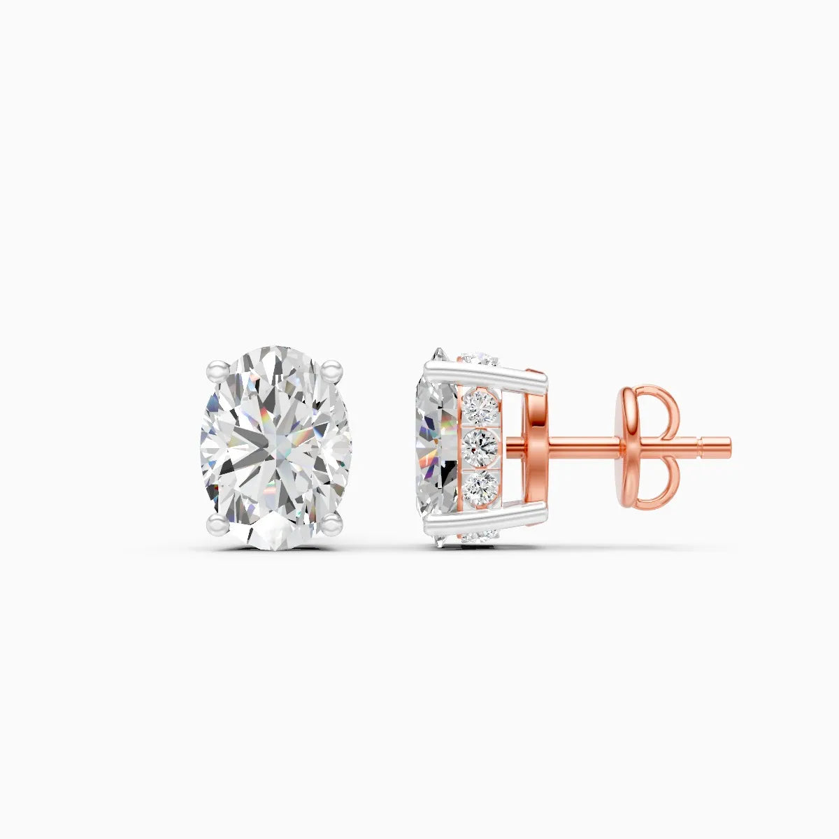 Trendy Oval-Solitaire With Mini Diamond Stud