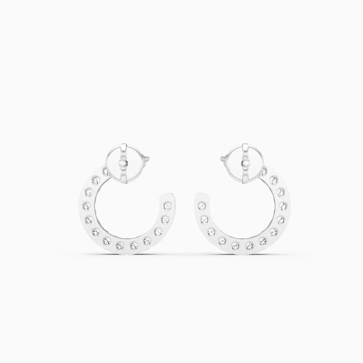 Diamond Crescent Stud Earrings with Sparkle