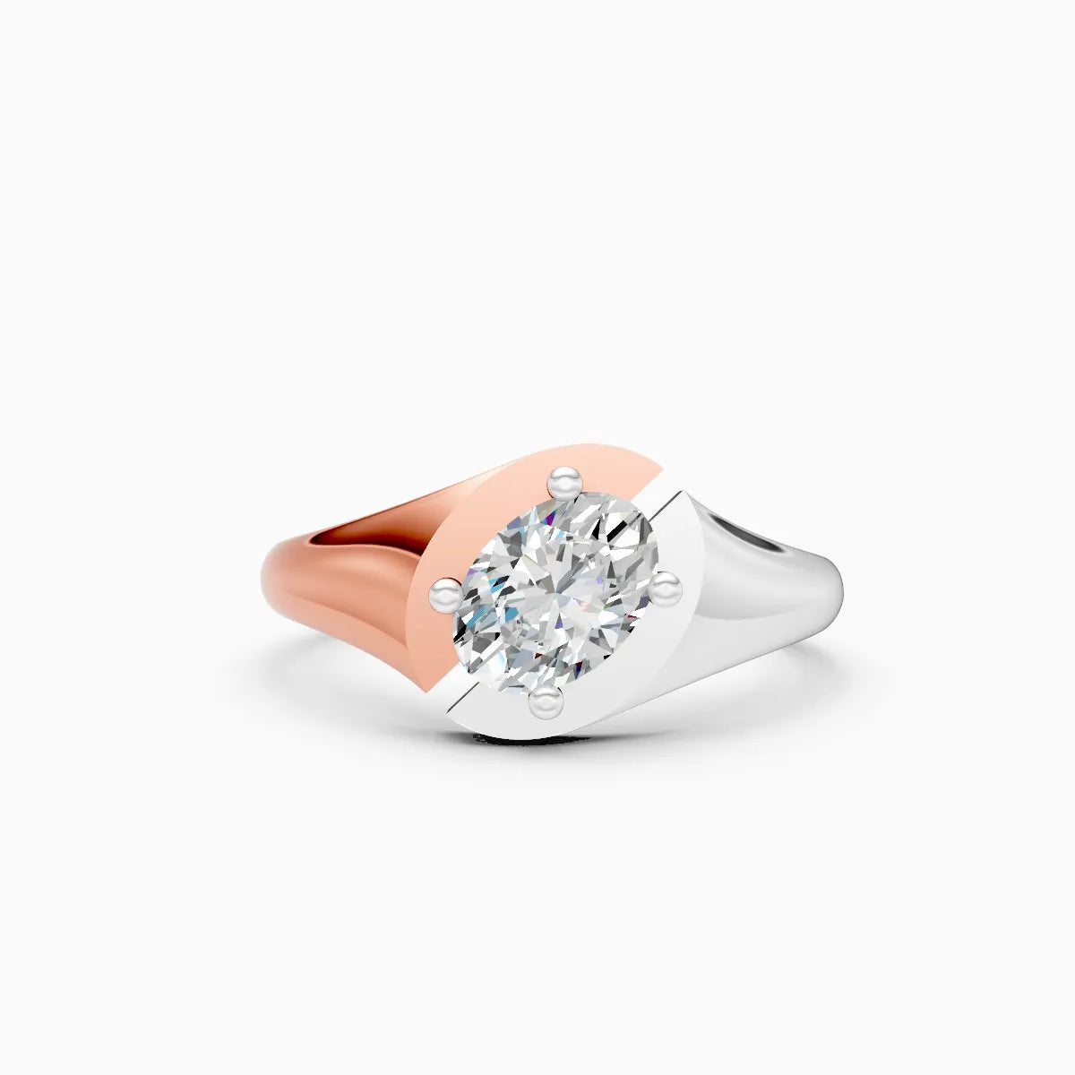 Oval Bypass Solitaire Ring