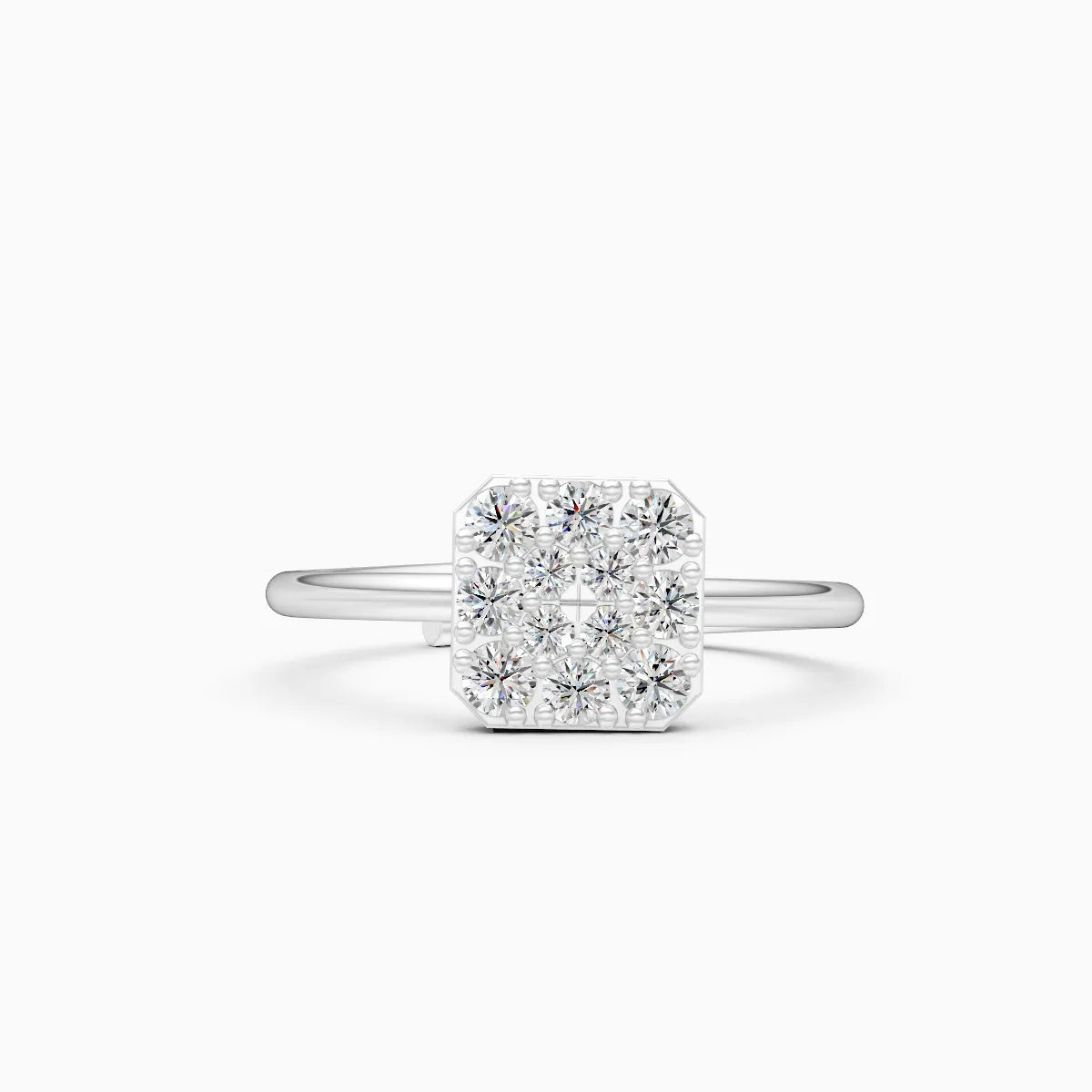 Sleek Rhodium Square Diamond Ring