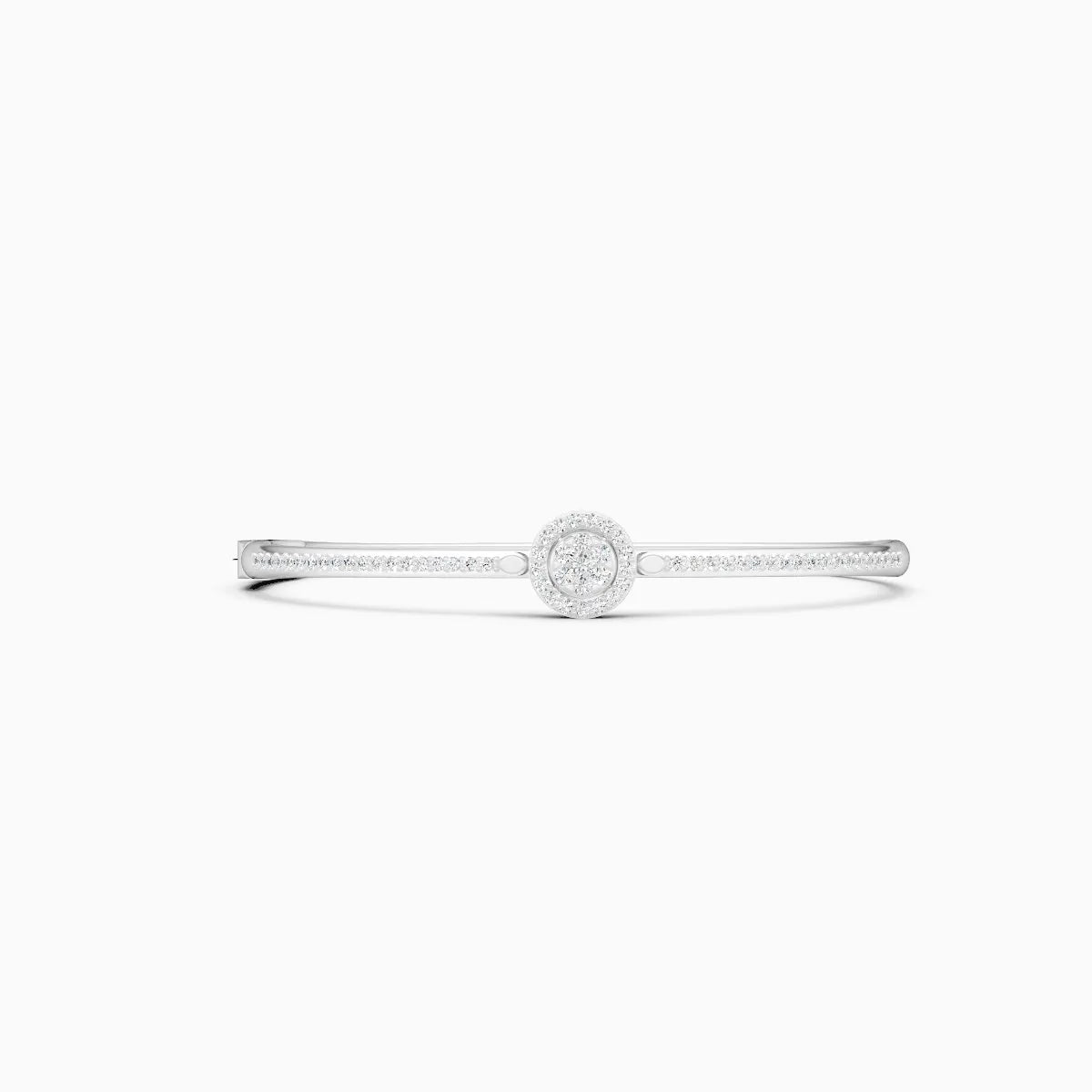 Sleek Diamond Band Bracelet Featuring Central Solitaire