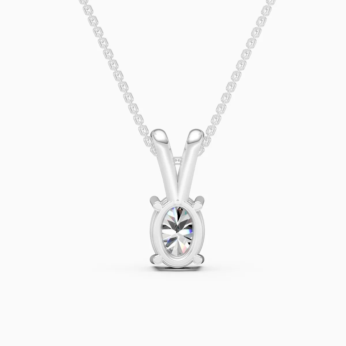 Sleek Oval Diamond Pendant