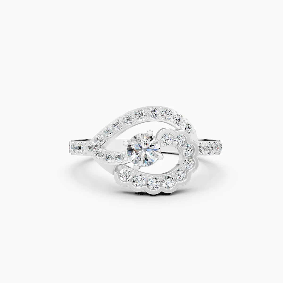 Dual Tone Swirl Lab Grown Diamond Ring