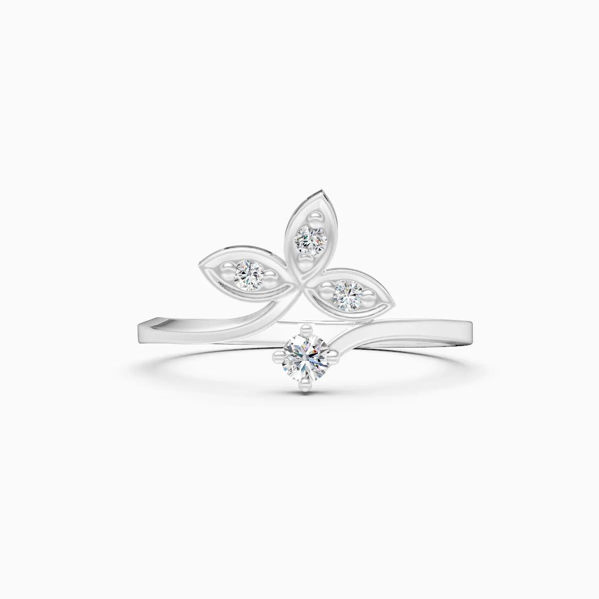 Floral Leaf Open Diamond Ring