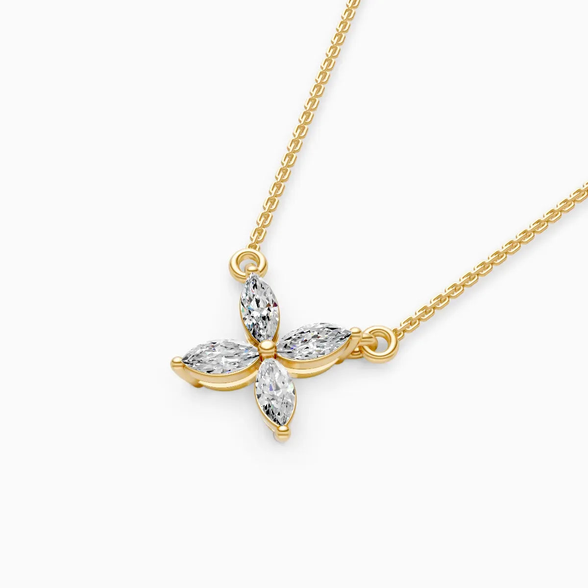 Dazzle Marquise Diamond Floral Charm Necklace