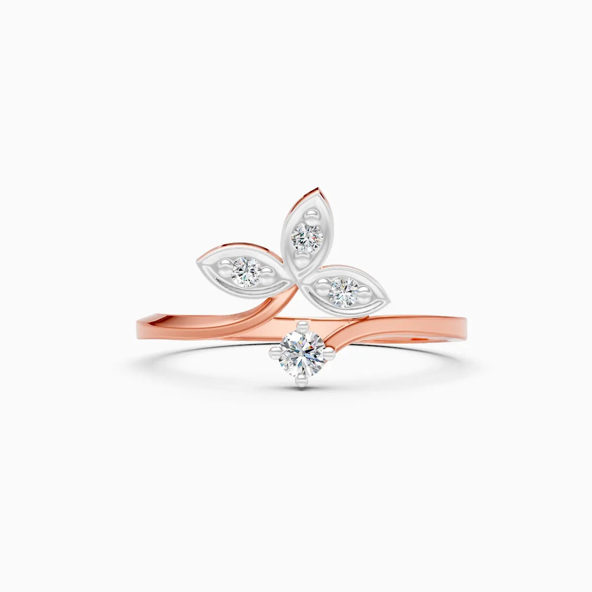 Floral Leaf Open Diamond Ring