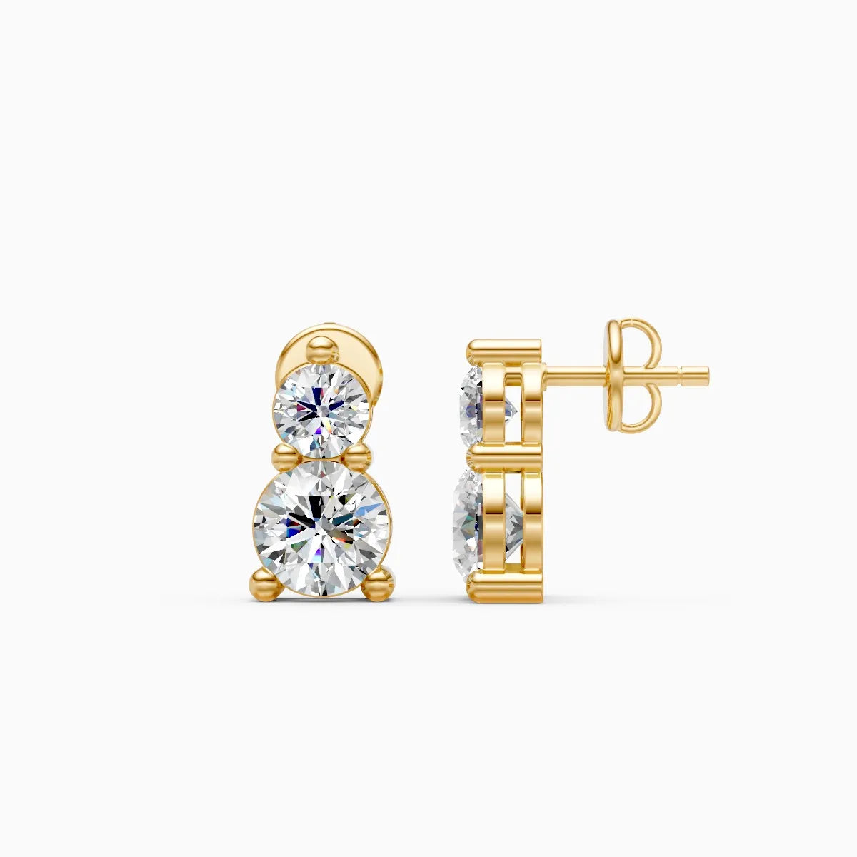 Twin Diamond Stud Earrings – Bold & Petite