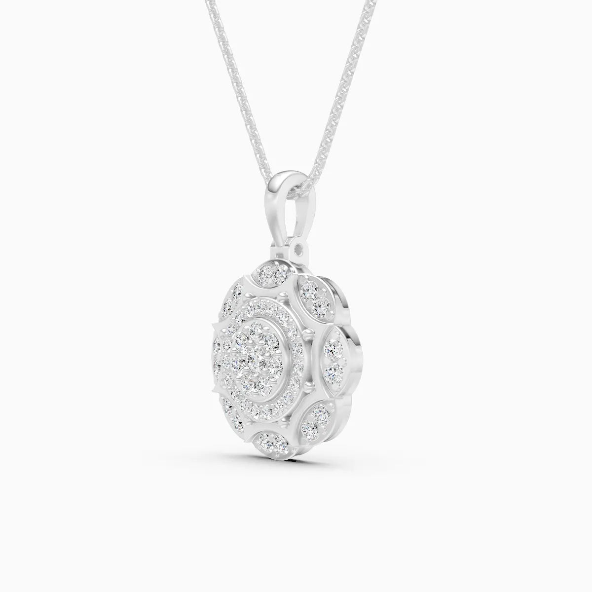 Latest Floral Style Diamond Halo Pendant