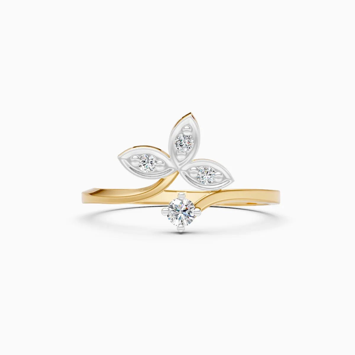 Floral Leaf Open Diamond Ring