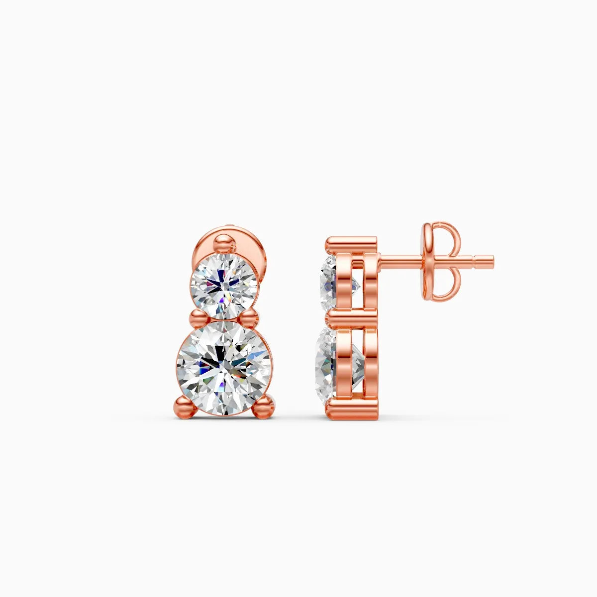 Twin Diamond Stud Earrings – Bold & Petite