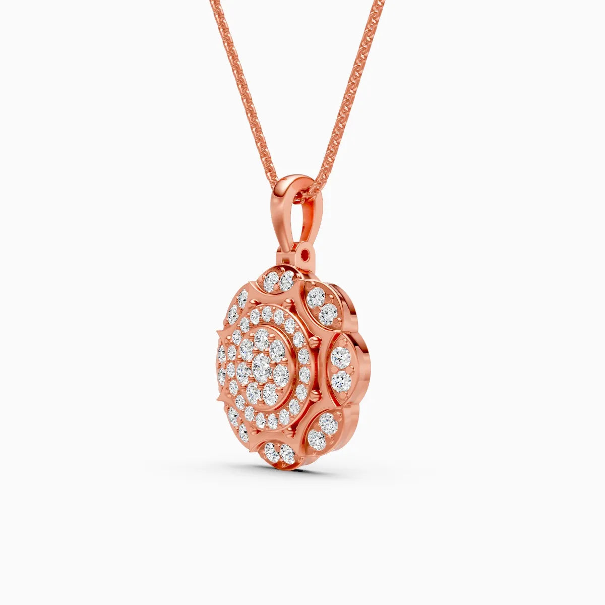 Latest Floral Style Diamond Halo Pendant