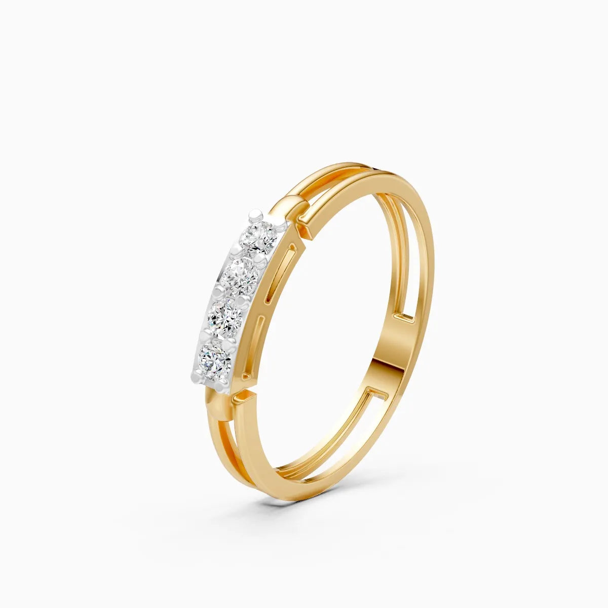 Geometric Split Shank Diamond Ring