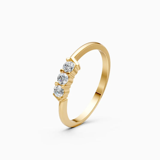 Three-Diamond Stepped Bracket Trilogy Ring