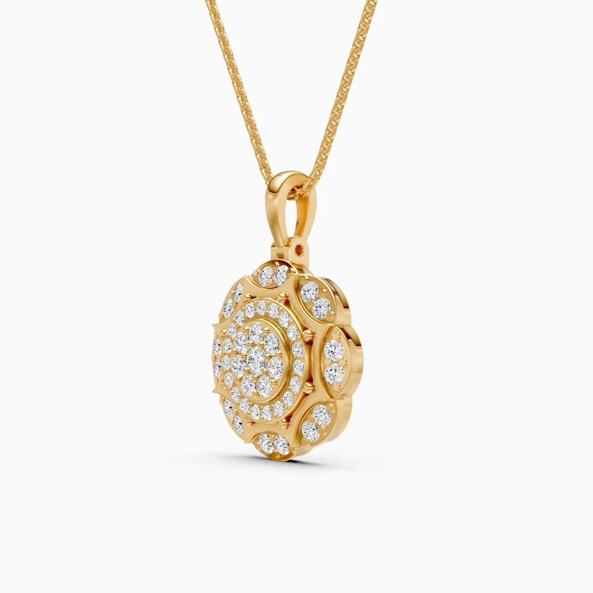 Latest Floral Style Diamond Halo Pendant