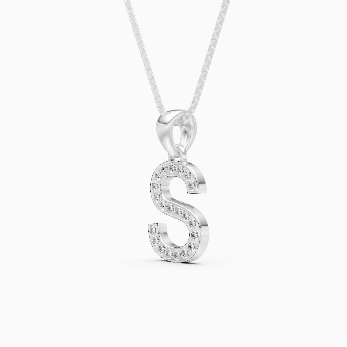 S Lab Grown Diamond letter Pendant