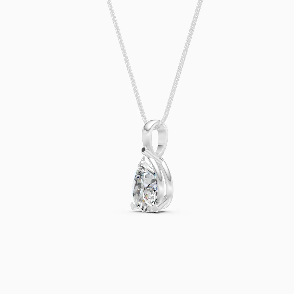 Pear solitaire Lab Grown Diamond Pendant With Chain