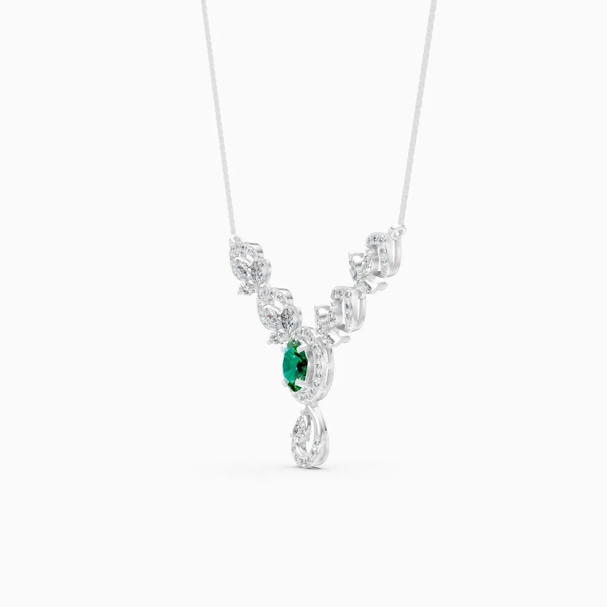 Elegant Teardrop Marquise Leaf Shape And Oval-Cut Lab Diamond Pendant