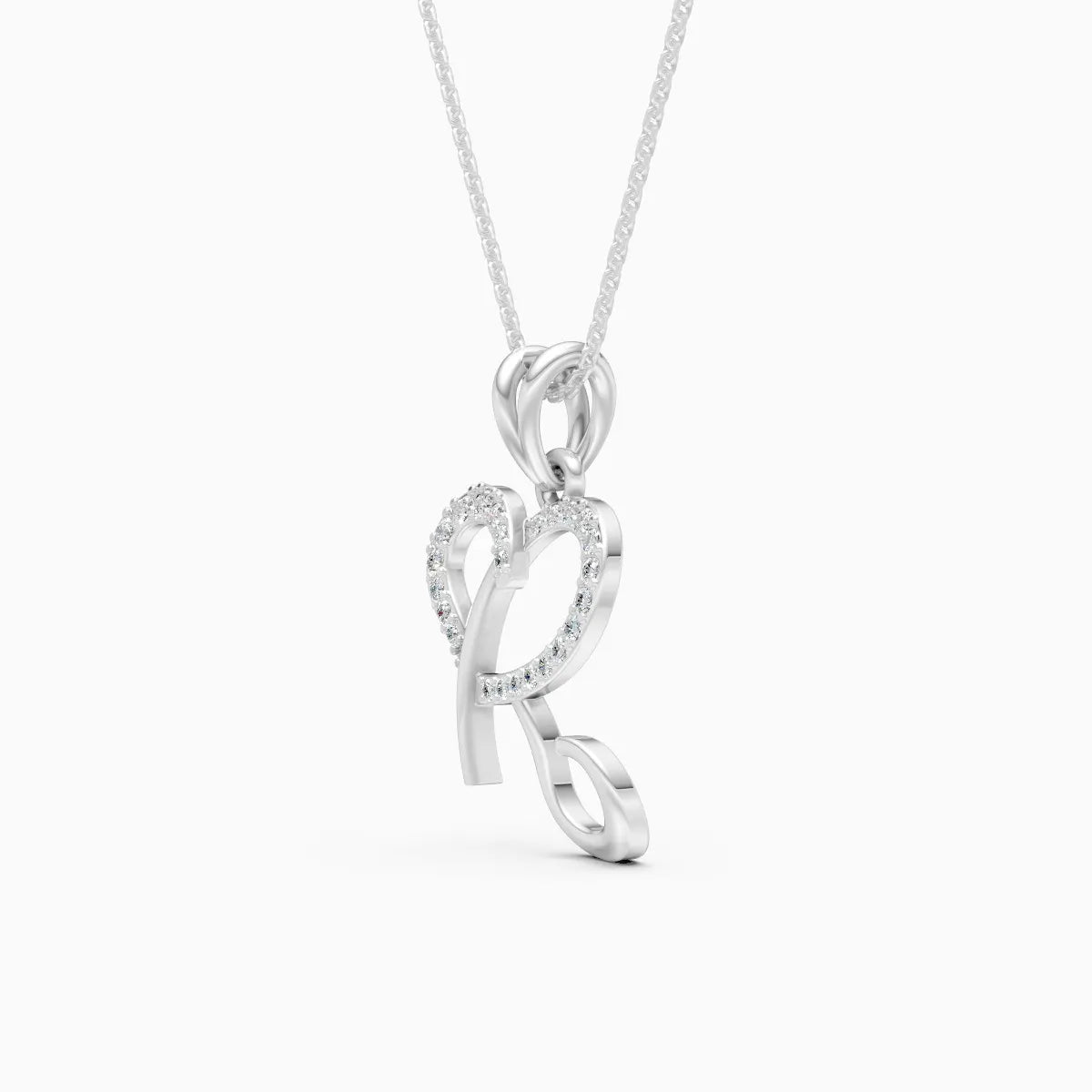 Elegant Heart-Shaped 'R' Pendant
