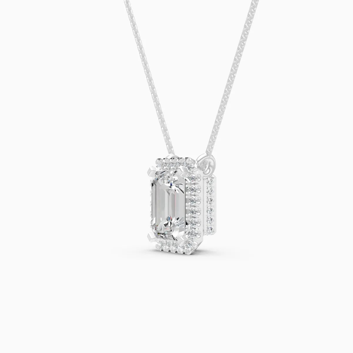 Emerald Halo Solitaire Lab Diamond Pendant