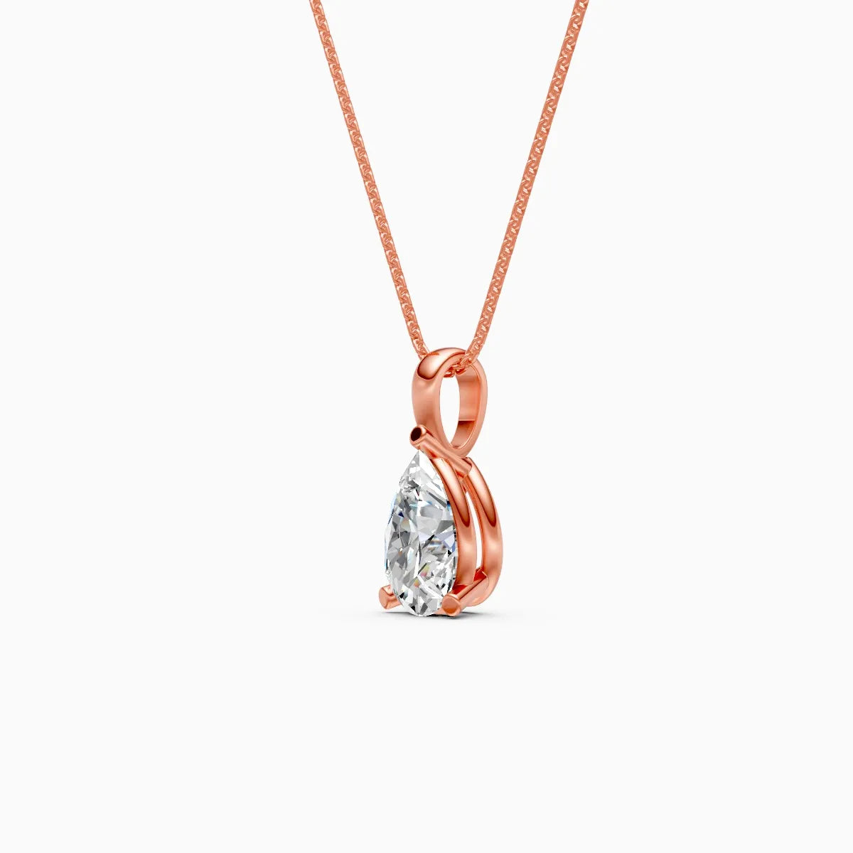 Pear solitaire Lab Grown Diamond Pendant With Chain