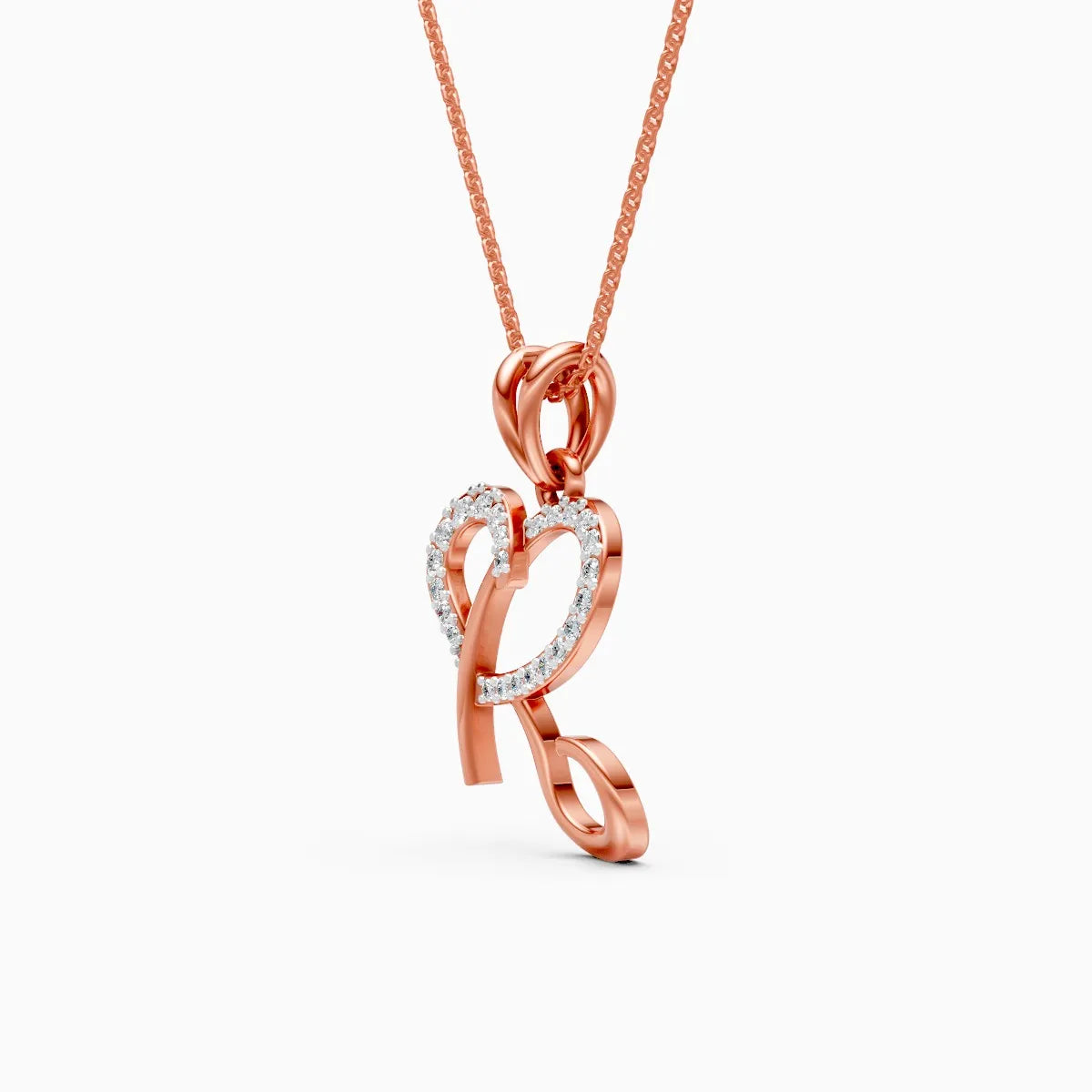 Elegant Heart-Shaped 'R' Pendant