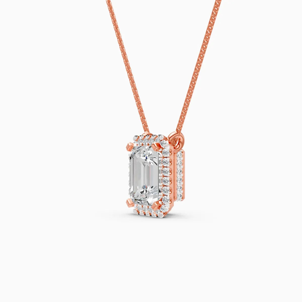 Emerald Halo Solitaire Lab Diamond Pendant