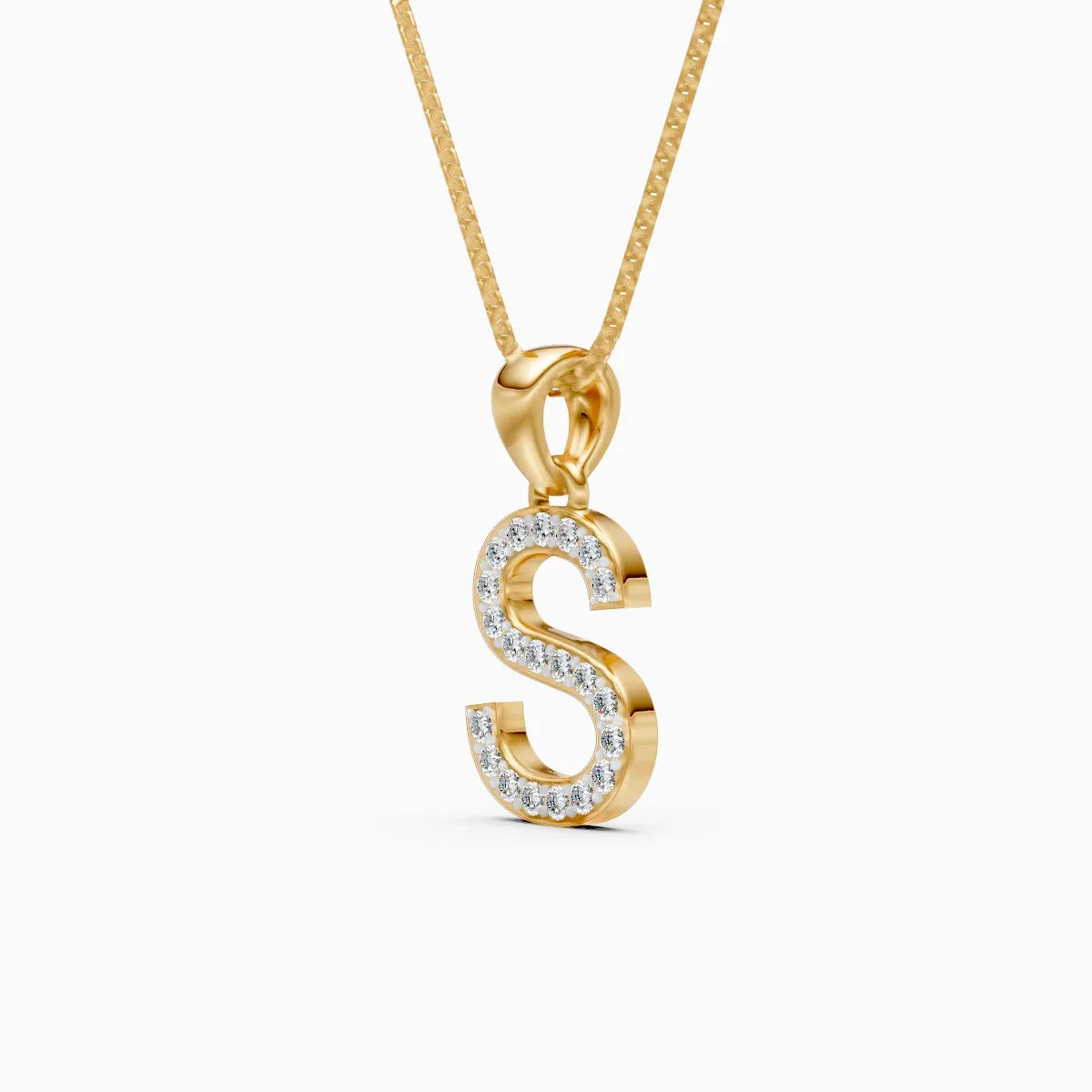 S Lab Grown Diamond letter Pendant